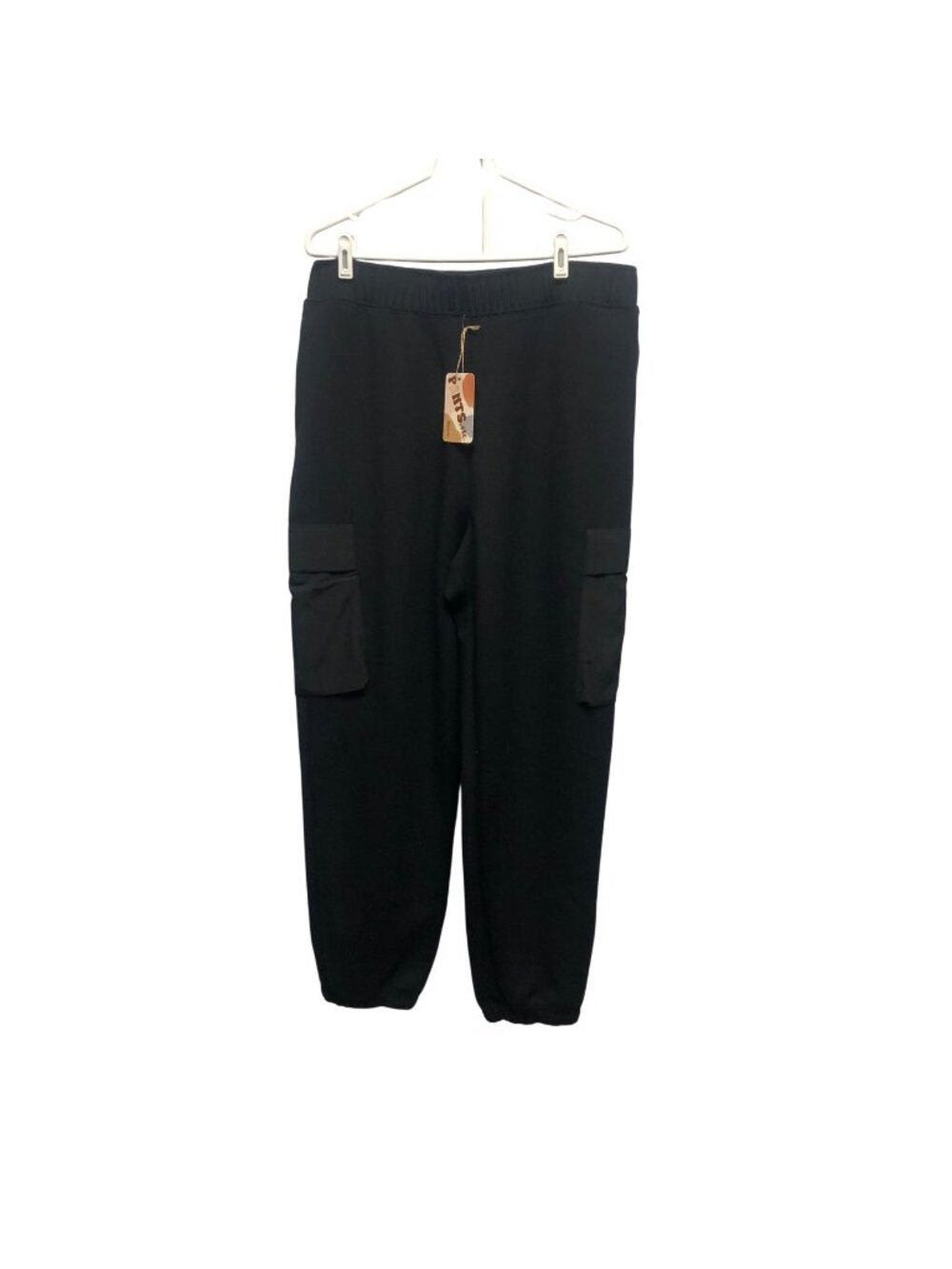 Rae Mode Black Cargo Joggers Womens Size 2XL Elastic Waistband Cuffs Pockets NEW